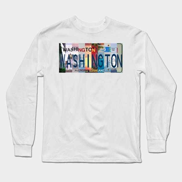 Washington License Plates Long Sleeve T-Shirt by stermitkermit